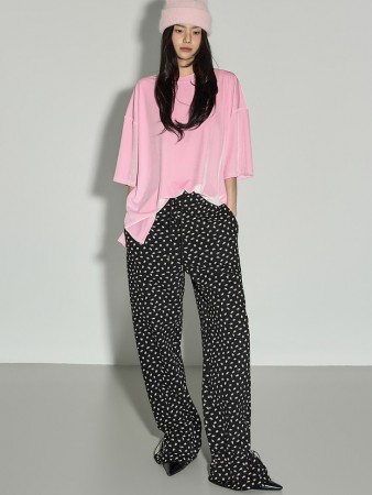 P3732 花纹 荷叶边 加絨 褲子 Korea