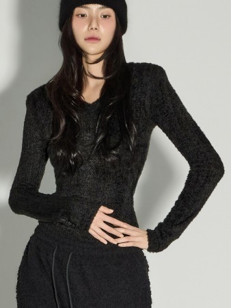 E4095 柔软 V領 修身 上衣 Korea