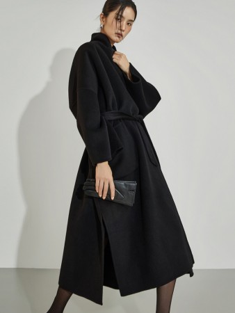 J9341 腰帶组合羊绒大衣  Korea