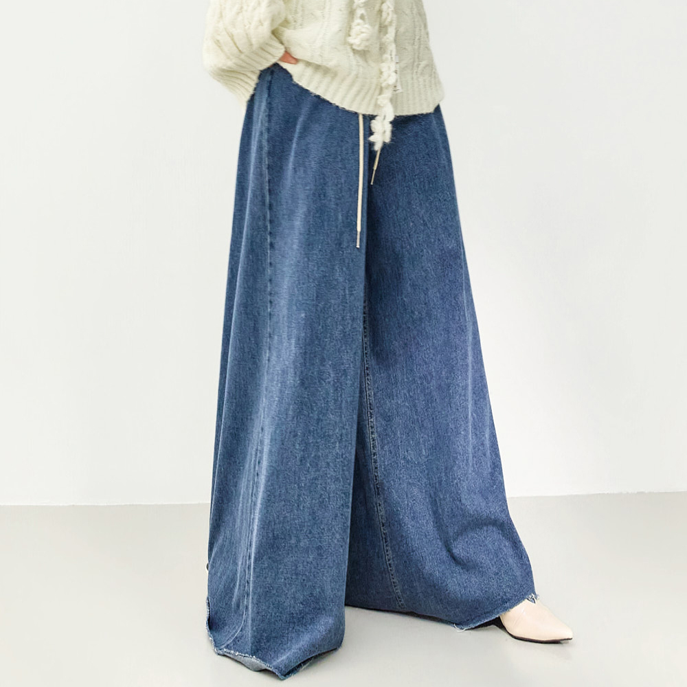 PJ610 细绳阔腿牛仔裤