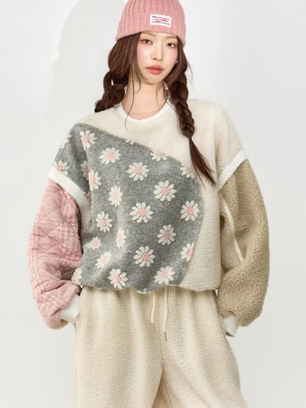 E4111 花纹 補丁 運動服 Korea