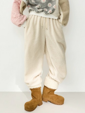 P3719 圓圈 運動服 加絨 褲子 Korea