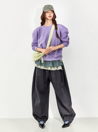 P3736 細褶 慢跑 運動服 褲子 Korea