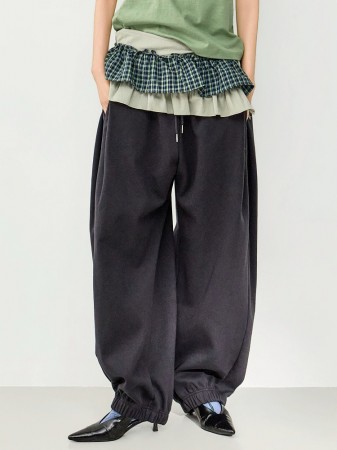 P3736 細褶 慢跑 運動服 褲子 Korea