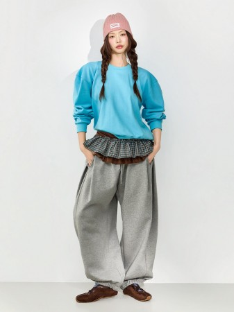 P3736 細褶 慢跑 運動服 褲子 Korea