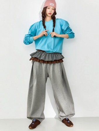 P3736 細褶 慢跑 運動服 褲子 Korea