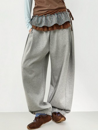 P3736 細褶 慢跑 運動服 褲子 Korea