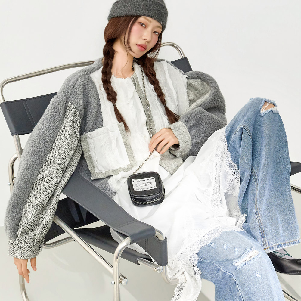 B3165 荷叶边 混 雪紡衫