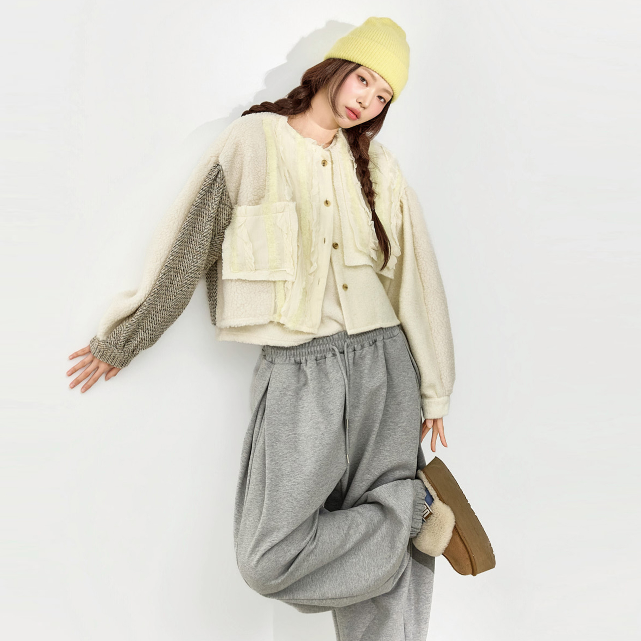 B3165 荷叶边 混 雪紡衫