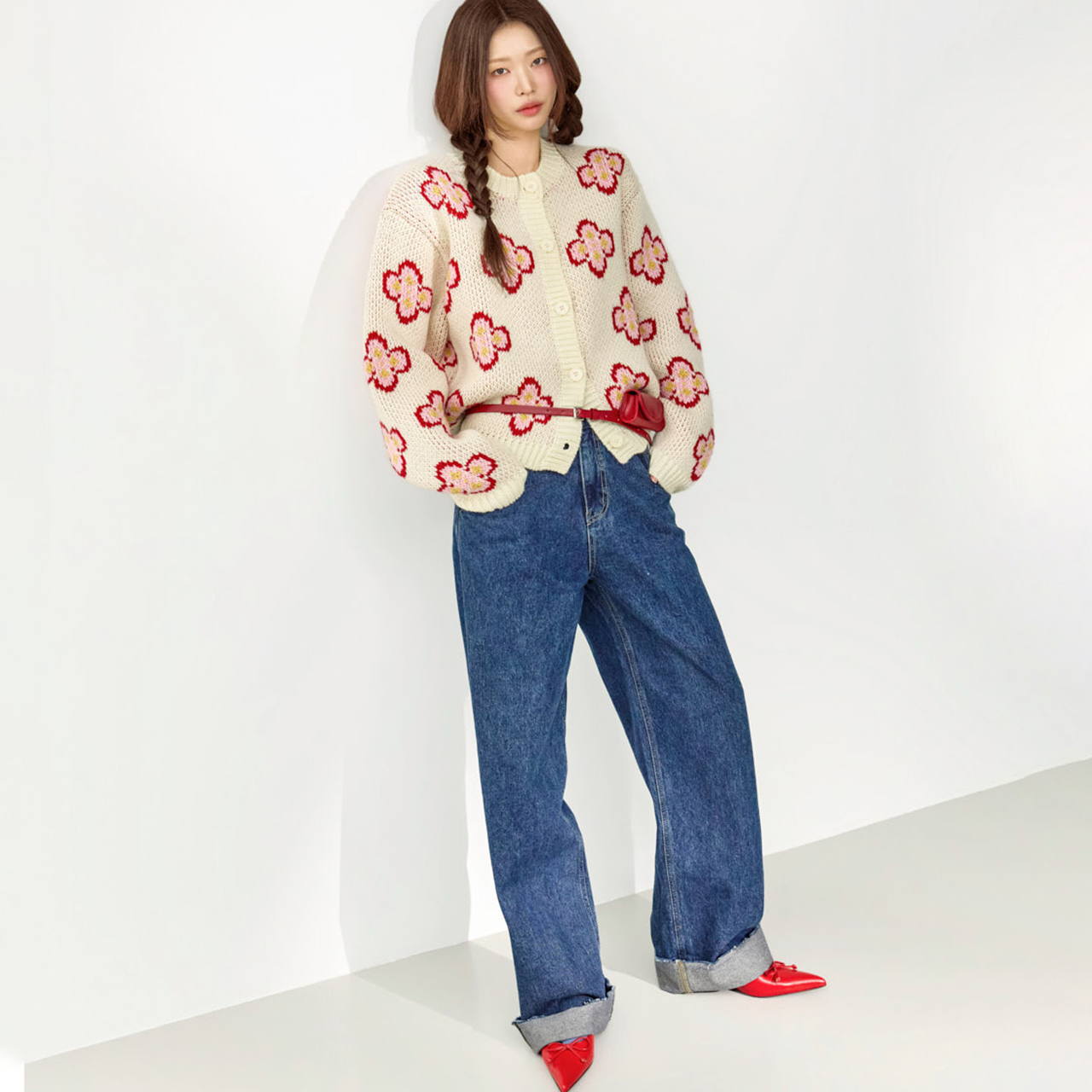 PJ623 单色 闊腿 jeans