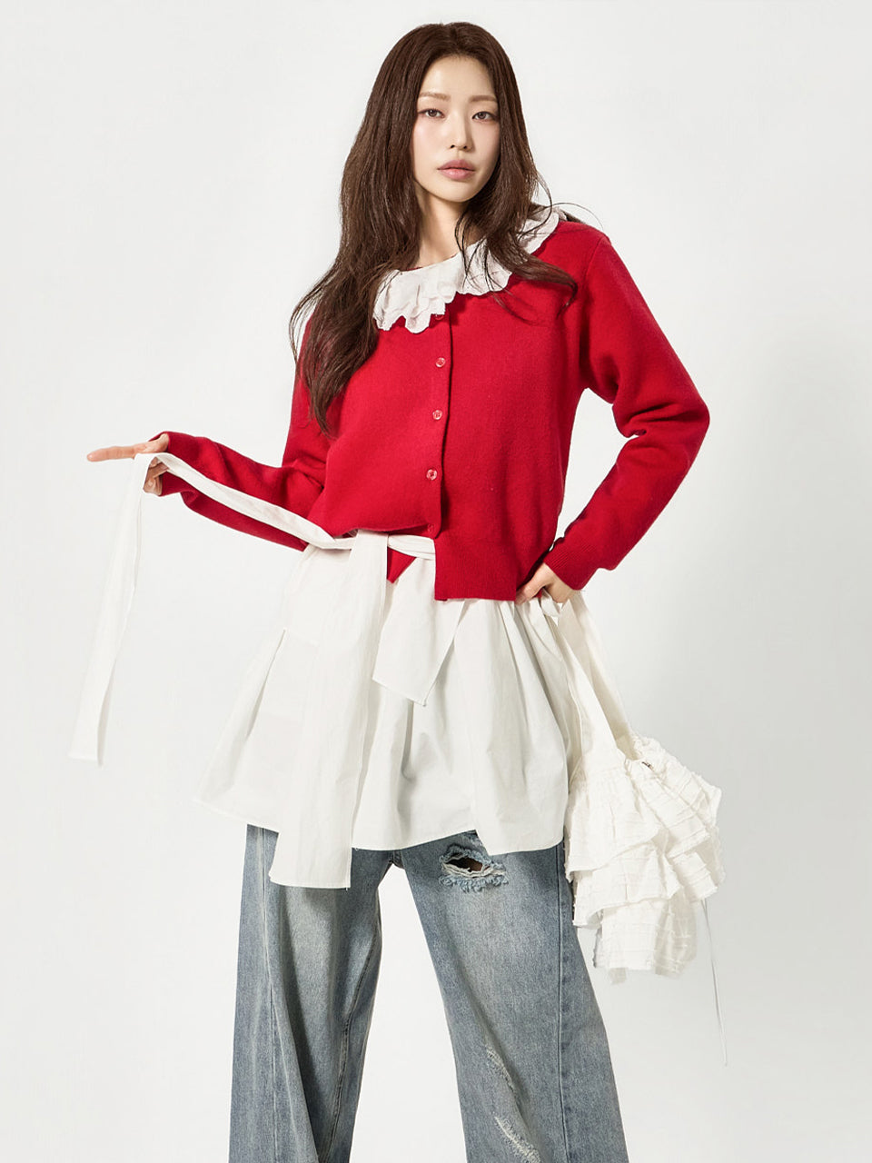 J3157 Frill Cardigan
