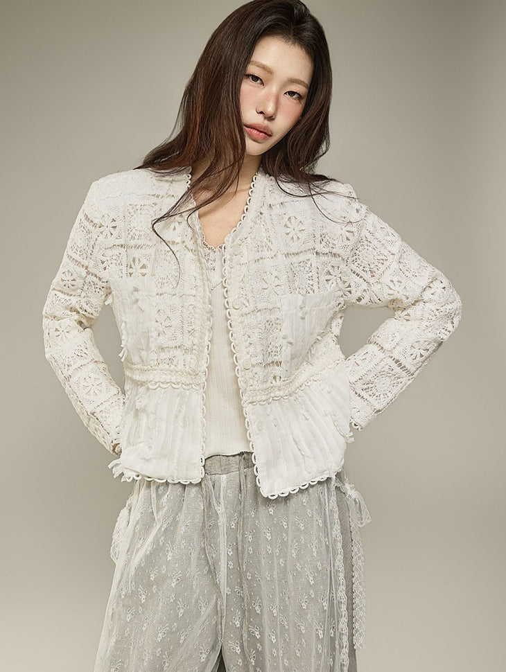 J3345 Crochet Pocket Cardigan
