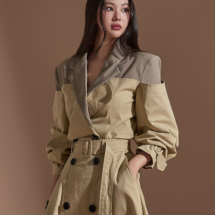J2247 Color Scheme Crop Trench Jacket