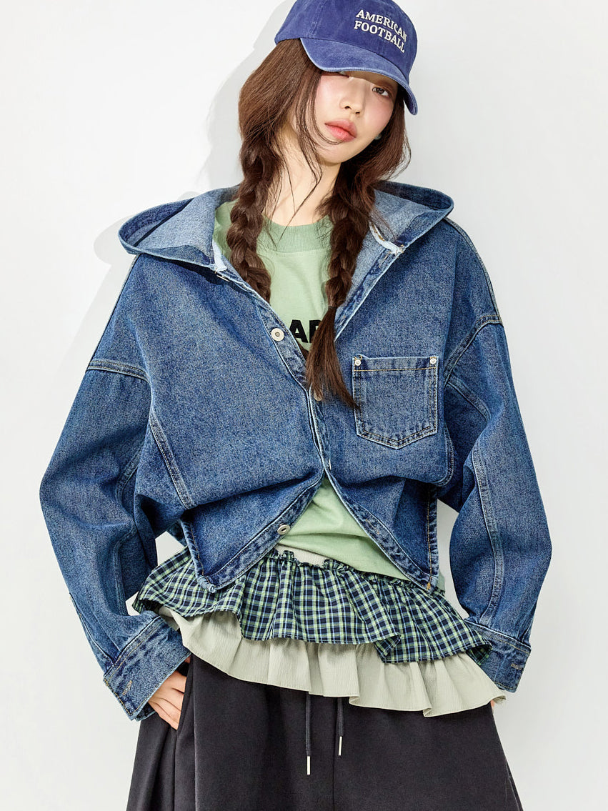 J3088 Hooded Denim Jacket