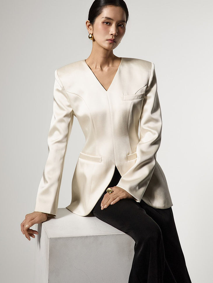 J9370 Curve Line Collarless Jacket