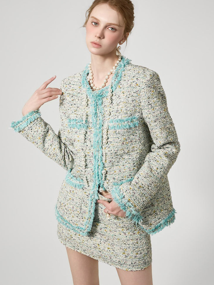 J9368 Fringe Tweed Jacket