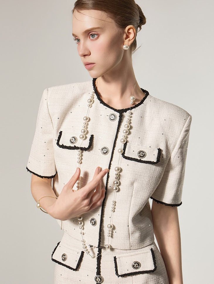 J3176 Tweed Contrast Jacket