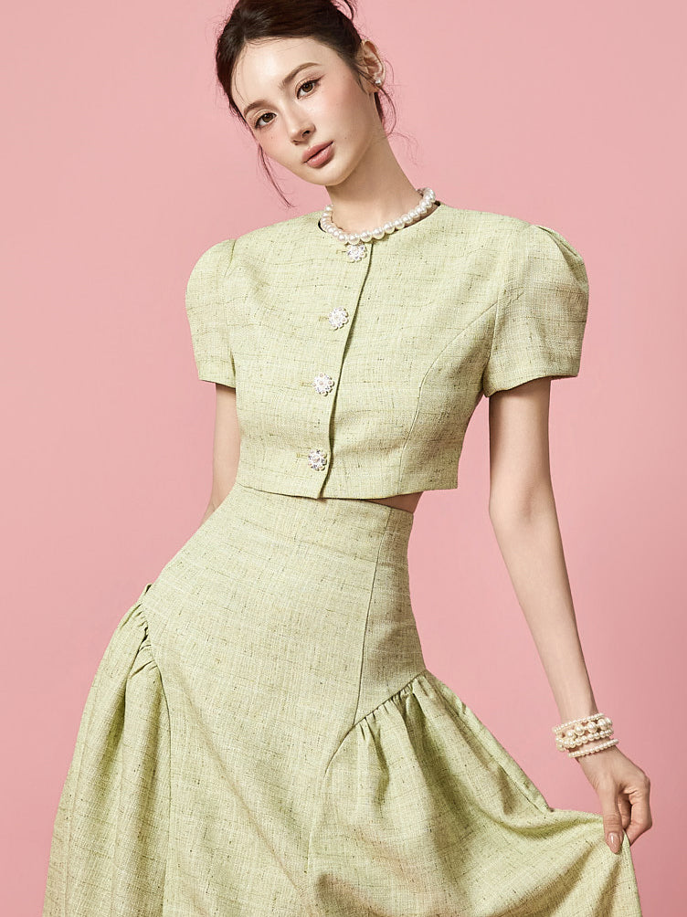 J9374 Tweed Puff Jacket