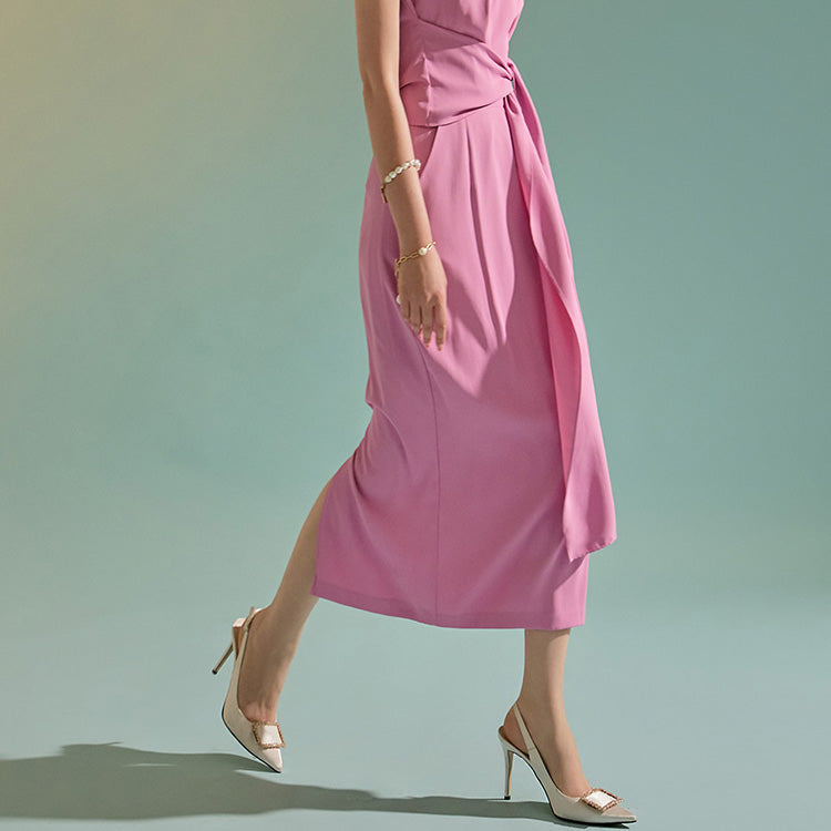 SK2515 High Waist Pintuck Midi Skirt