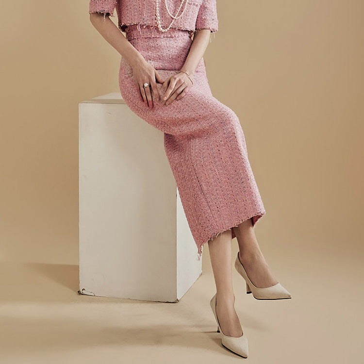 SK9188 Pastel Tweed Long Skirt
