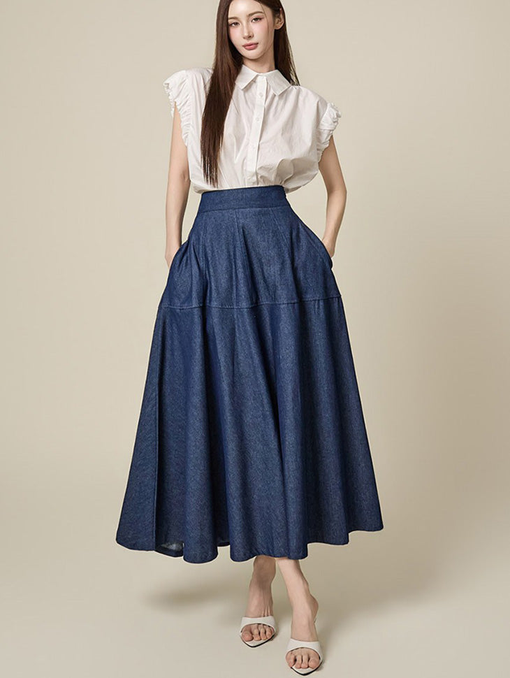 SK3230 Denim Flare Skirt