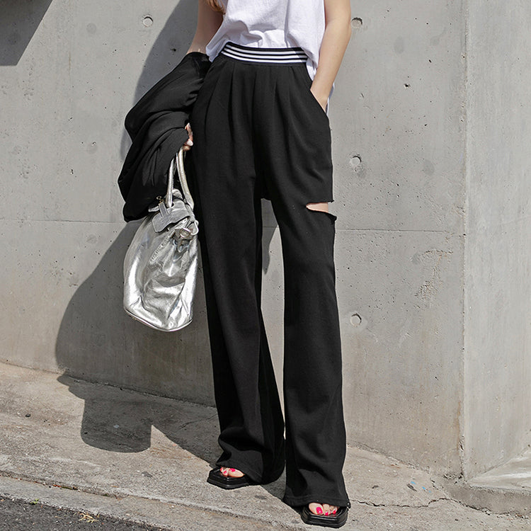 P2412 Elastic Waist Maxi Sweatpants