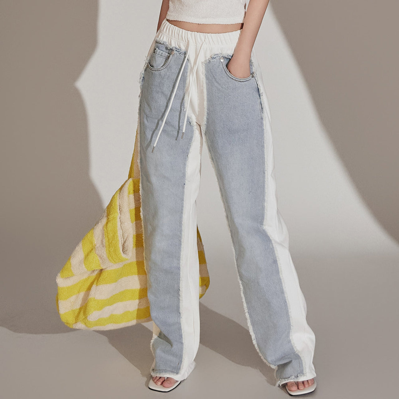 P3128 Denim Patch Pants