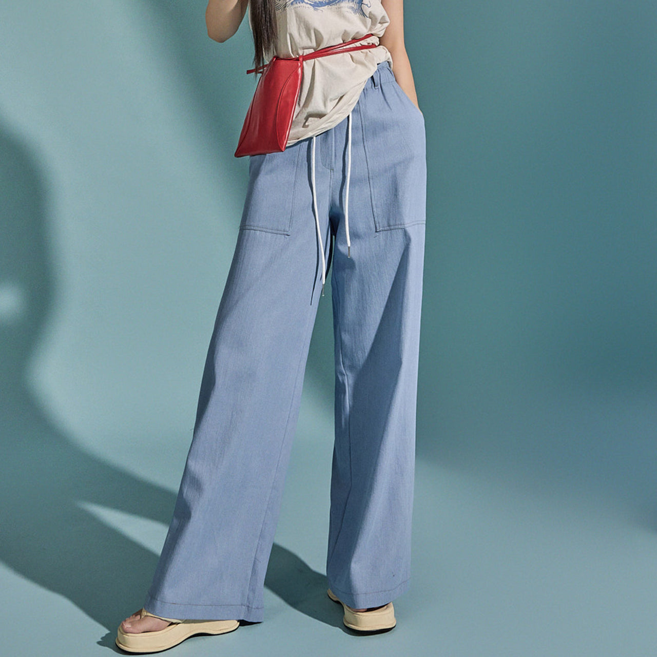 P3191 Drawstring Denim Pants
