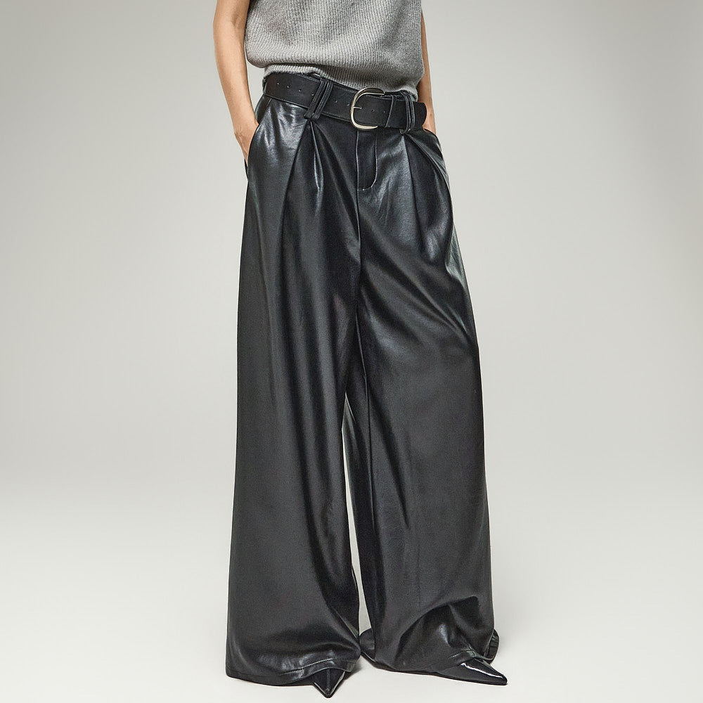 P3961 Leather Wide Pants