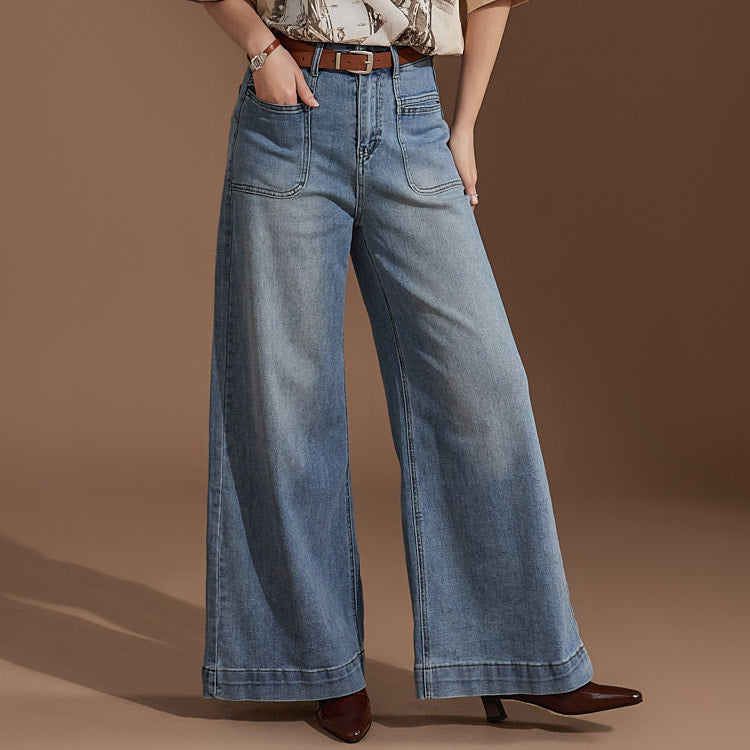 PJ496 High Waist Wide Jeans(Belt set)