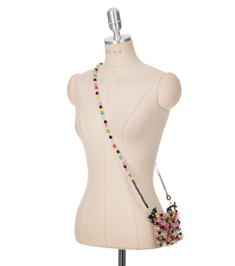 A-1598 Beads Mini Cross Bag <BR>*HAND CRAFTED*
