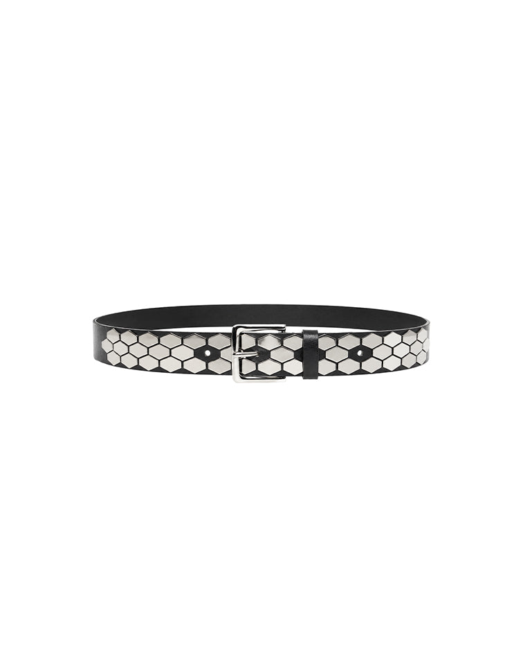 AT-637 Silver Buckle Hexa Belt