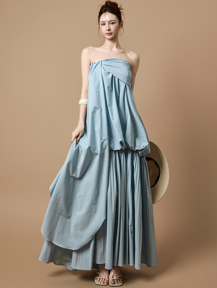 D9613 Drape Volume Layered Dress