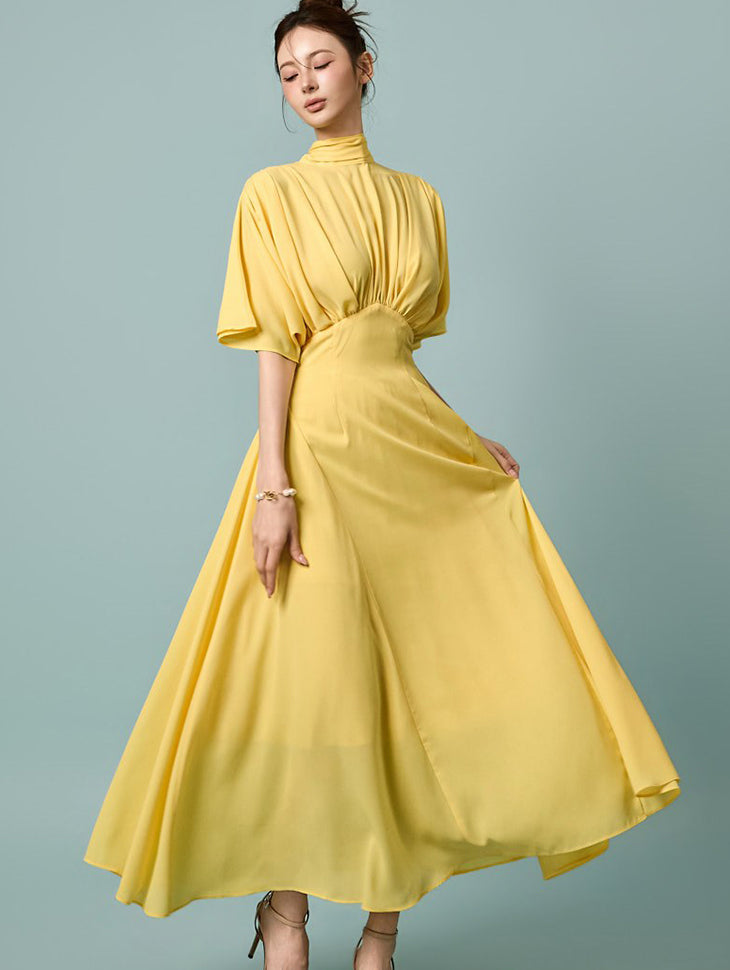 D9556 Scarf Shirring Dress