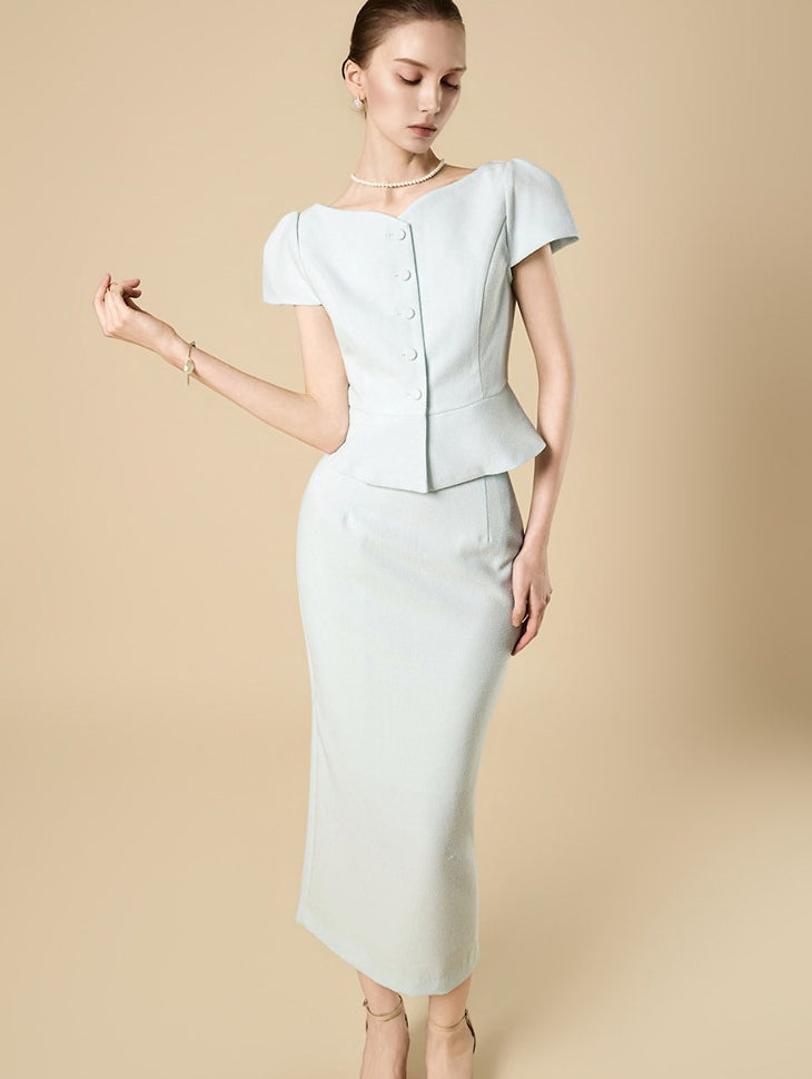 D5573 Peplum Tweed Two-Piece