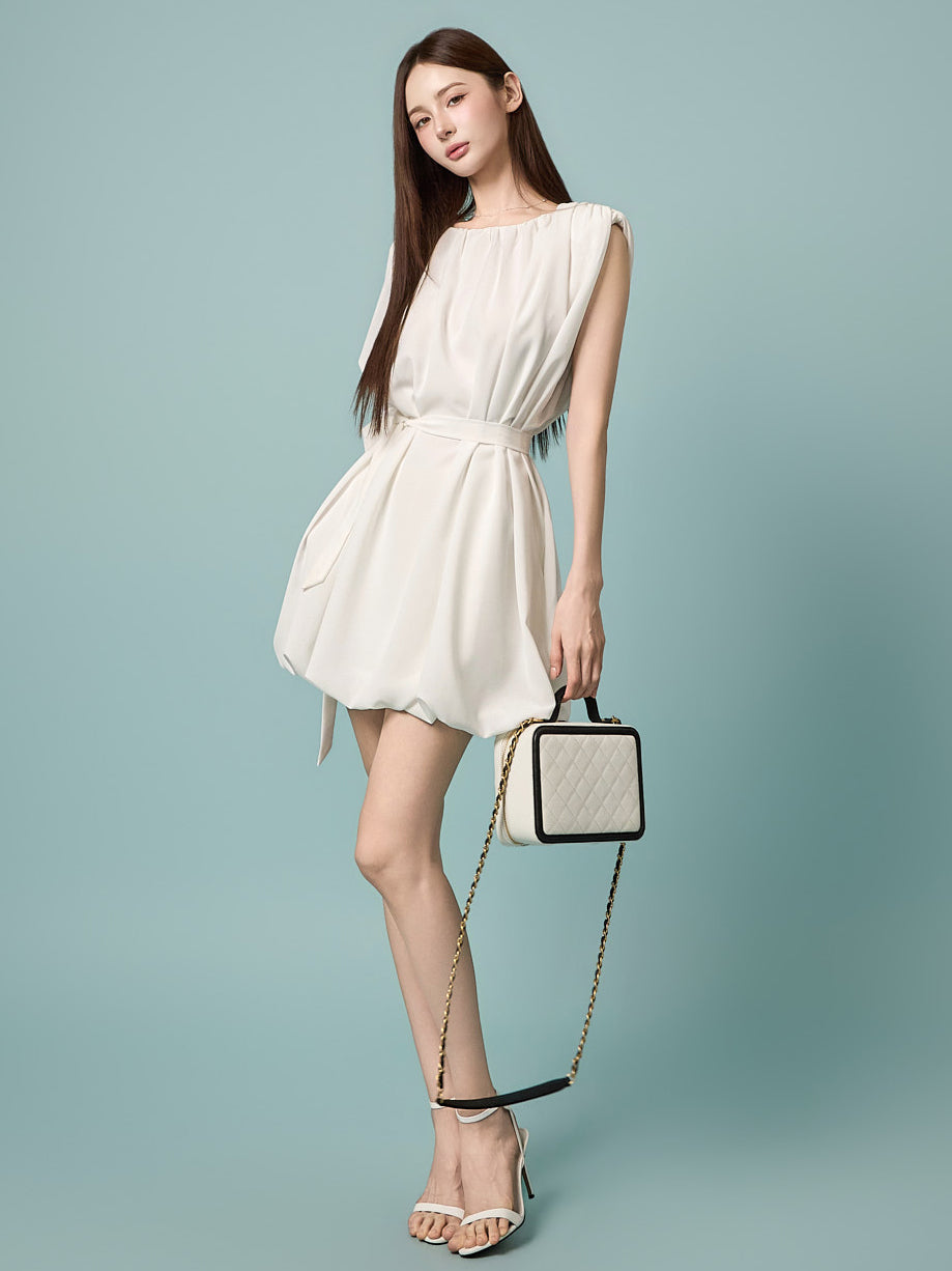 D5638 Balloon Shirred Dress