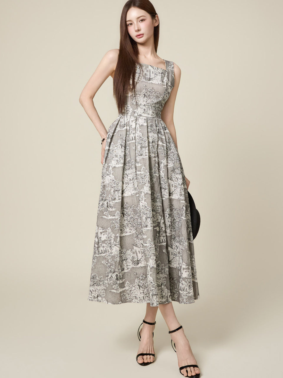 D5639 Linen Pleated Dress
