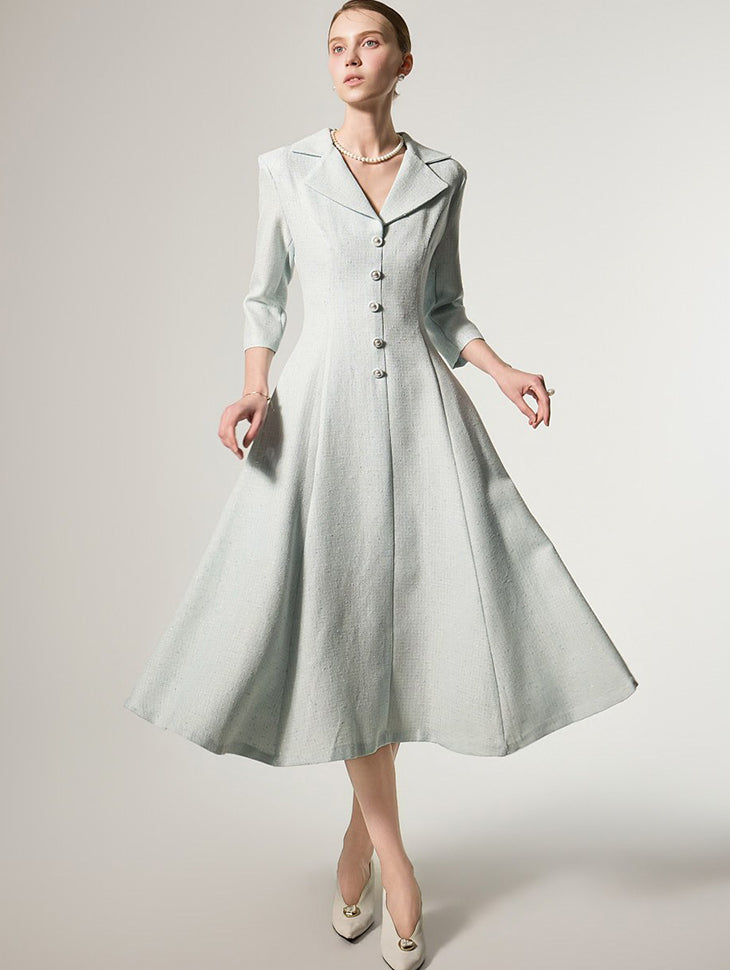 D5489 Tweed Button Dress