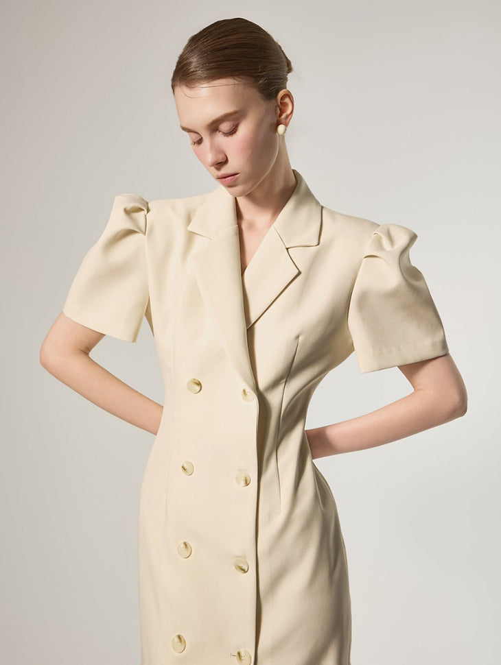 D5491 Double Button Puff Dress