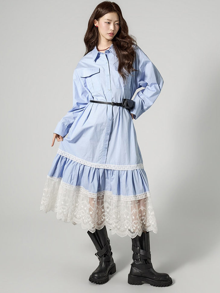 D5474 Lace Shirts Dress