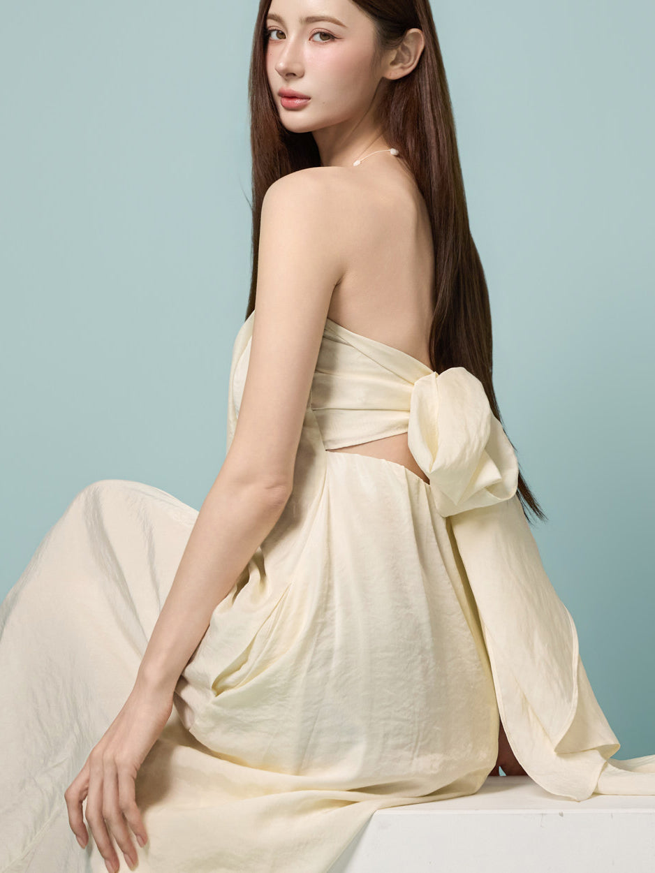 D9608 Tube Top Shirred Dress