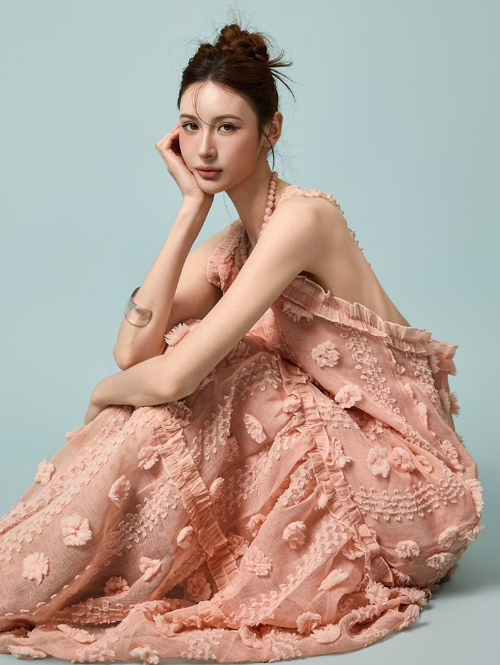 D5549 Flower Chiffon Dress