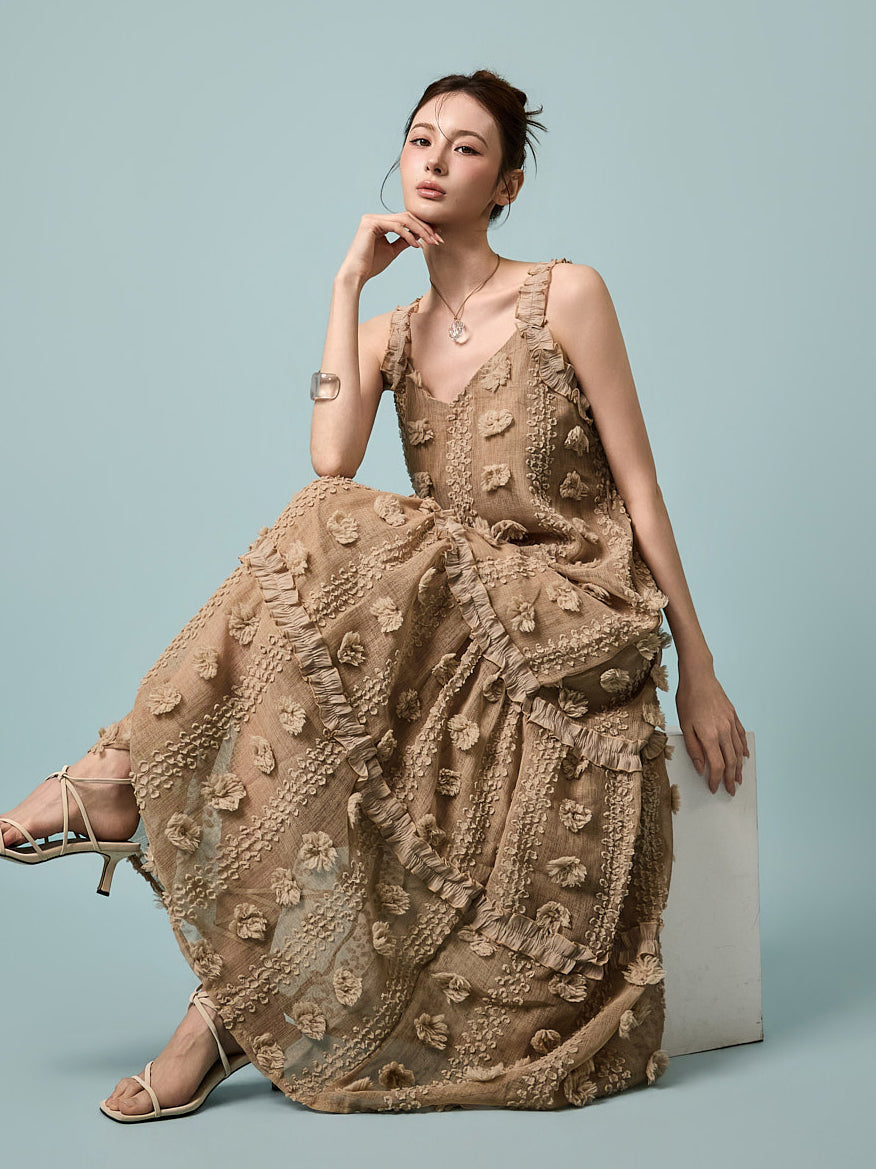 D5549 Flower Chiffon Dress