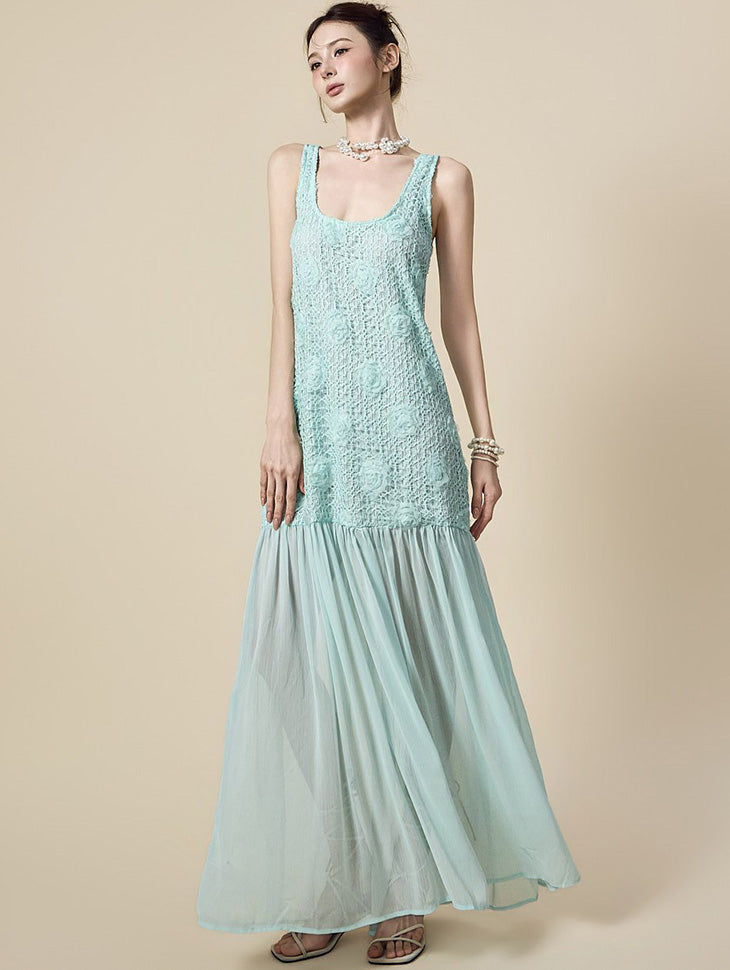 D5596 Crochet Sheer Dress