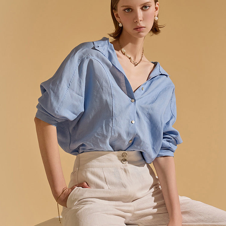 S554 Linen Pintuck Raglan Shirt