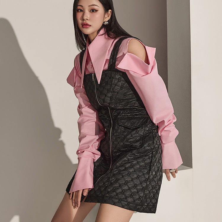 S9026 Shoulder Slit Pintuck Shirt