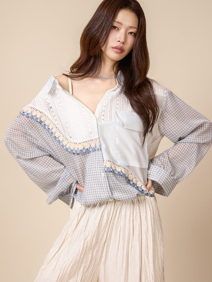 S898 Lace Patchwork Shirts