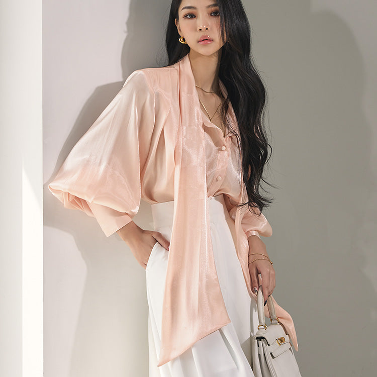 B2805 See-through Strap Organza Blouse
