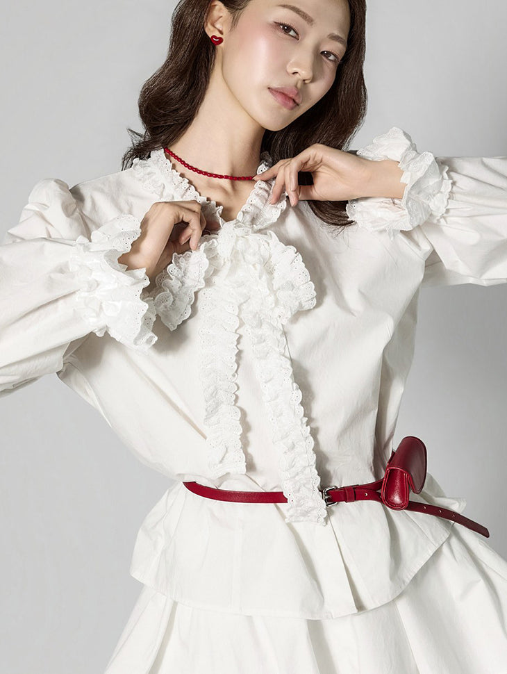 B3174 Lace Frill Blouse