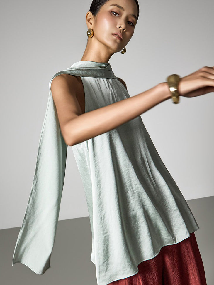 B9217 Silky Scarf Blouse